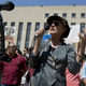Sarandon speaks during a rally outside US District Court in Washington, Wednesday, Aug. 24, 2016, in solidarity with the Standing Rock Sioux Tribe in their lawsuit against the Army Corps of Engineers to protect their water and land from the Dakota Access Pipeline. Photo via AP